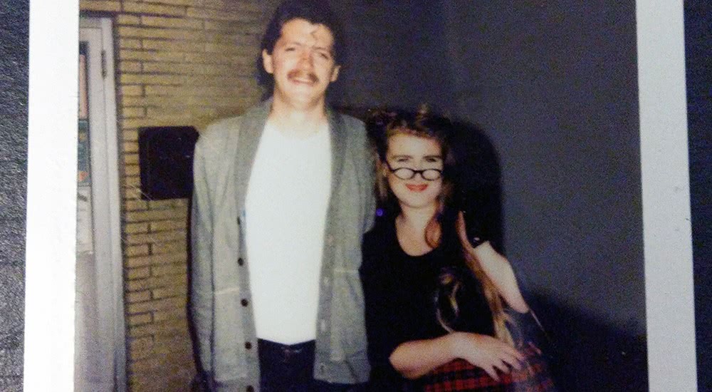 A crop from a Polaroid of our 'costumes' for the sock-hop.