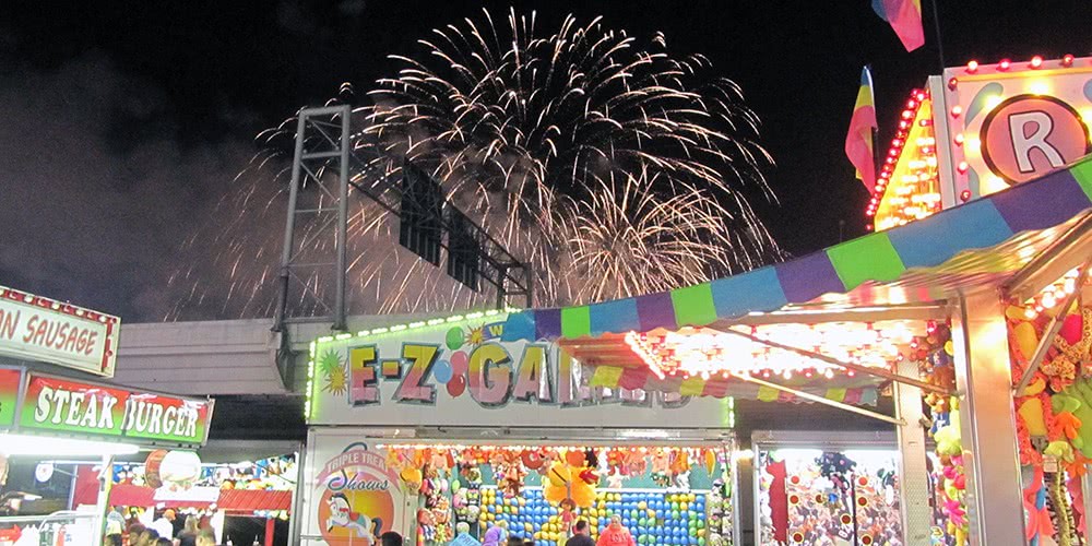 Fireworks over the midway in Louisville.